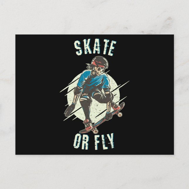 Skate oder Fly Skeleton Skateboarder Postkarte (Vorderseite)