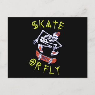 Skate oder Fly Skeleton Skateboarder Postkarte