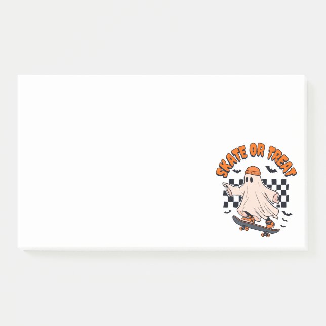 Skate- oder Leckerei-Ghost-Halloween Post-it Klebezettel (Vorderseite)