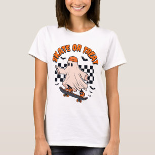 Skate- oder Leckerei-Ghost-Halloween T-Shirt