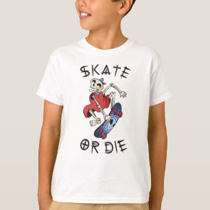 Skate oder stirb lustiges Skelett Skateboarder T-Shirt