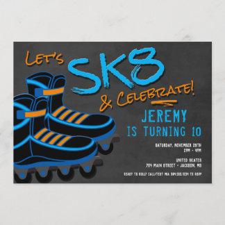 Skate-Party Einladung, Roller-Skaten Einladung