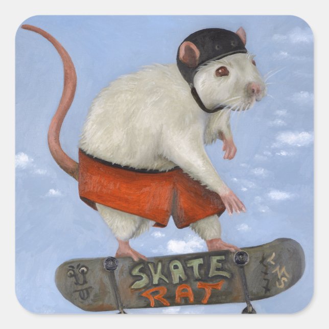 Skate Rat Quadratischer Aufkleber (Vorderseite)