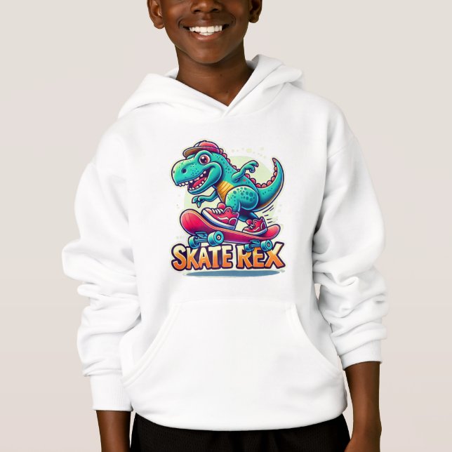 Skate Rex - Cool Dinosaurier Hoodie (Vorderseite)