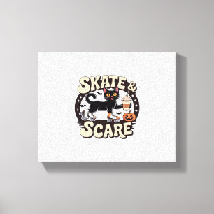 Skate & Scare - Niedliche Black Cat Roller Skaten Leinwanddruck