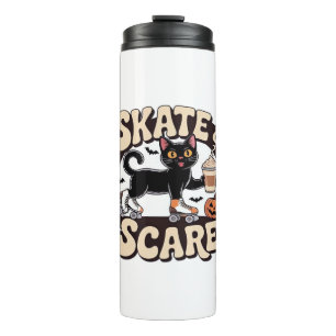 Skate & Scare – Süße schwarze Katze Rollschuhfahre Thermosbecher