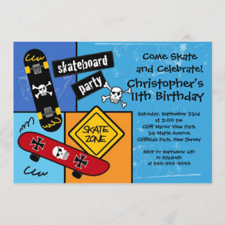 Skate Skateboard Party Geburtstag Einladungen