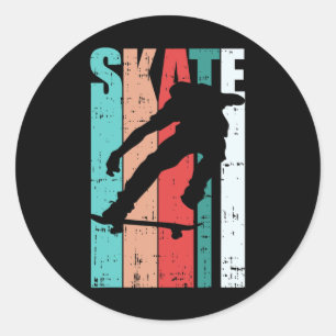 Skate Skateboard Schwarz Cool Lustig Skateboarding Runder Aufkleber