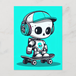 Skate SkullBot Ankündigungspostkarte