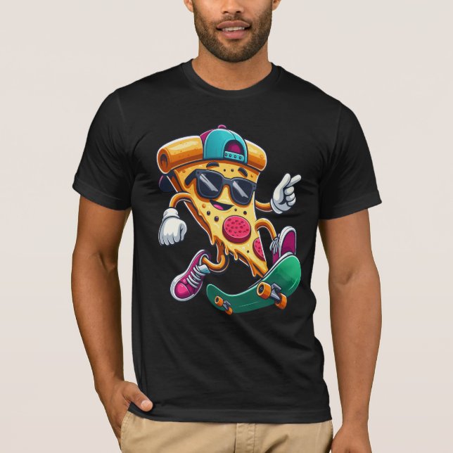 Skate & Slice: Das ultimative Pizza Skater T-Shirt (Vorderseite)