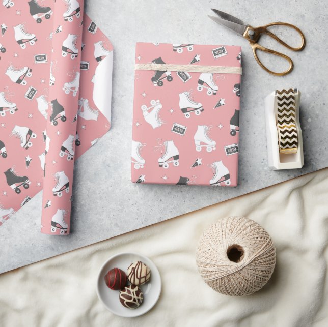 Skate und Kassettenbänder für Retro-Rollen Geschenkpapier (Kunsthandwerk)