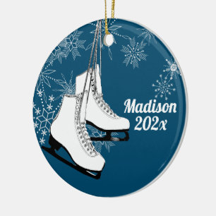 Skate und Schneeflocken mit Foto Keramik Ornament