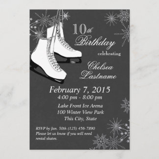 Skate und Schneeflocken zum Geburtstag Einladung