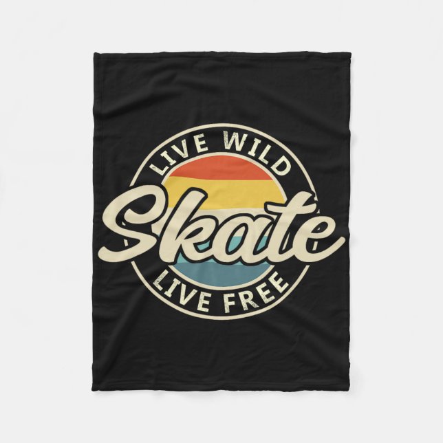 Skate Vintage 80s 90s Retro 1  Fleecedecke (Vorderseite)