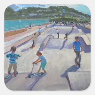 Skateboader Teignmouth 2012 Quadratischer Aufkleber