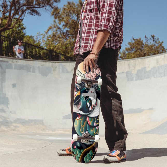 Skateboard 【浮世絵lofiアートパンクシティ】葛飾猫斎 CAT（猫名）シルキーのスケートボード (Extérieur 2)