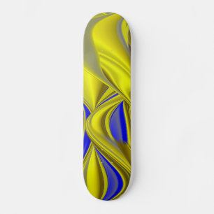 Skateboard 3D Abstract in Gold Yellow Blue