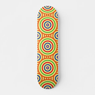 Skateboard 60s Motif géométrique circulaire rétro. Rouge, Ver