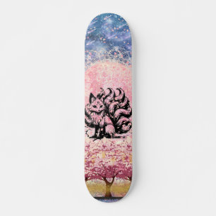 Skateboard 9 Tail Fox Asiatique Rose Cherry Blossom Skateboar