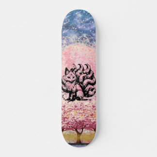 Skateboard 9 Tail Fox Asiatique Rose Cherry Blossom Skateboar