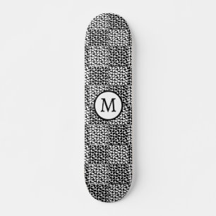Skateboard à damiers Amour en noir et blanc