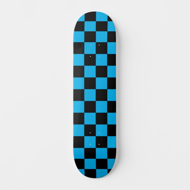 Skateboard À damiers classique (à damiers) Sky Blue et Black (Recto)