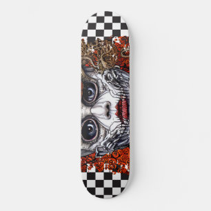 Skateboard À damiers Retro Cool Blue Girl