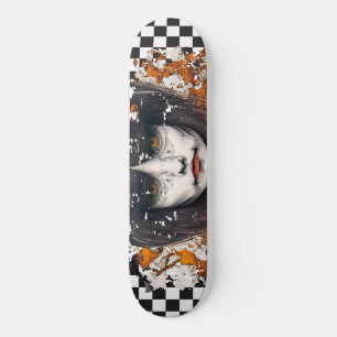 Skateboard À damiers Retro Cool Orange Girl