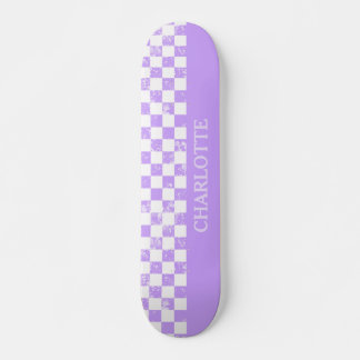 Skateboard À damiers Skate blanc et Lilac