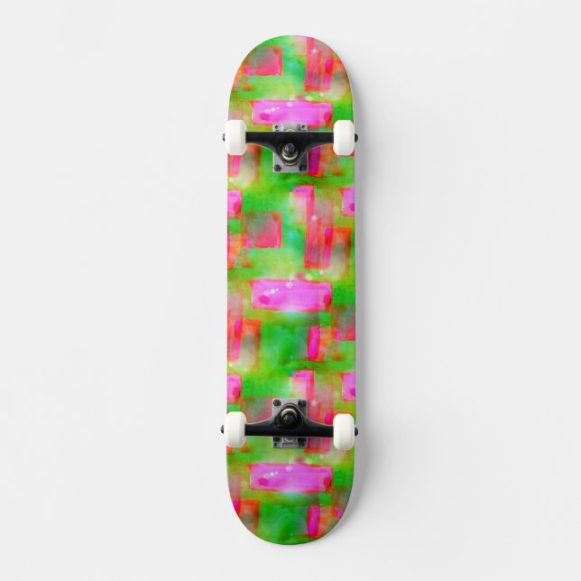 Skateboard Abrégé sur lumière du soleil peint jaune, rose (Recto)