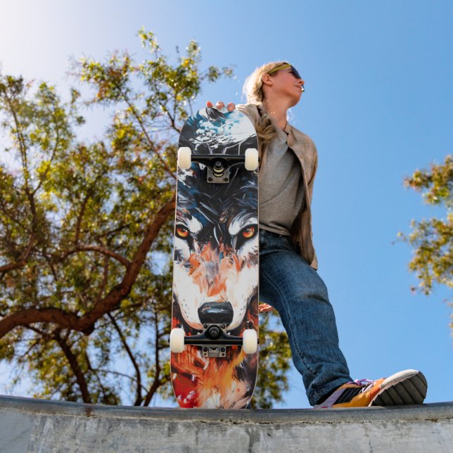 Skateboard Abstract Wild Spirit Wolf (Extérieur 1)