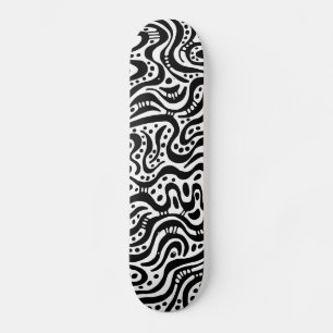Skateboard Abstrait 041211v2 - Noir sur bois
