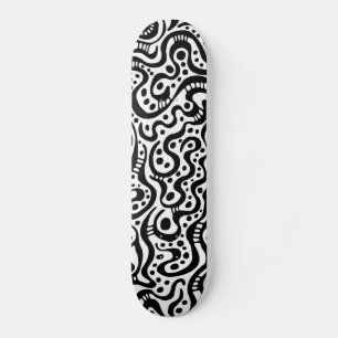 Skateboard Abstrait 041211v3 - Noir sur bois