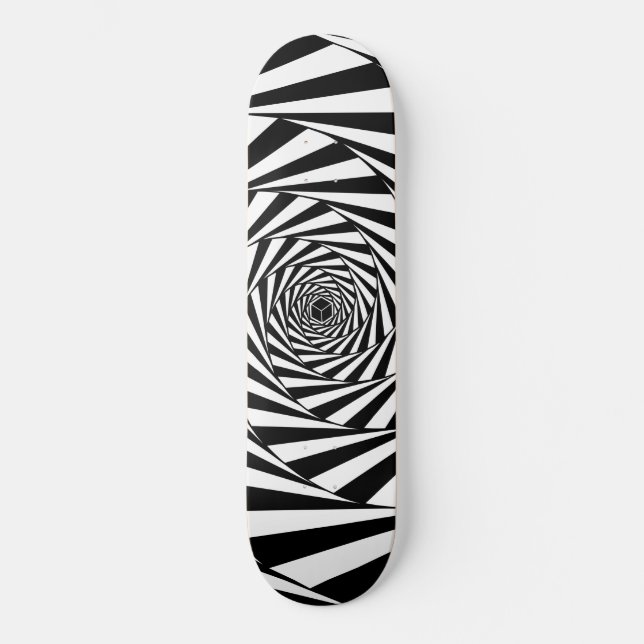 Skateboard Abstrait Black & White Swirl Spiral Stairway Art (Recto)