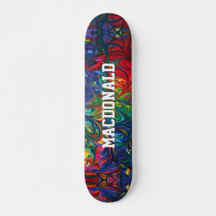 Skateboard Abstrait bleu coloré personnalisé
