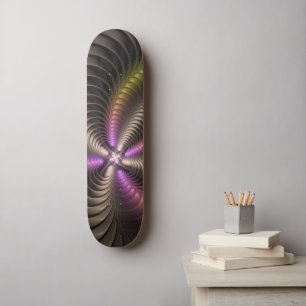 Skateboard Abstrait brillant Trippy coloré 3D Fractal Art