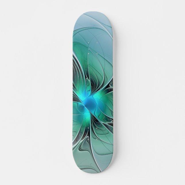 Skateboard Abstrait De Bleu, Art Fractal Moderne (Devant)