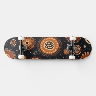 Skateboard Abstrait en noir, brun et rouille