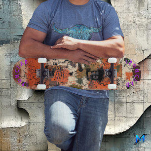 Skateboard Abstrait Inspiré des graffitis abstraits tons terr