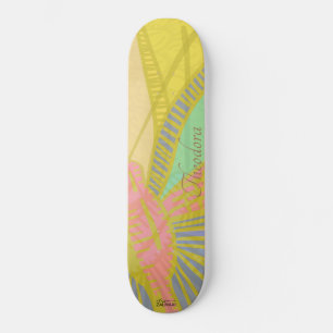 Skateboard Abstrait Papillon d'or Jad Motif rose