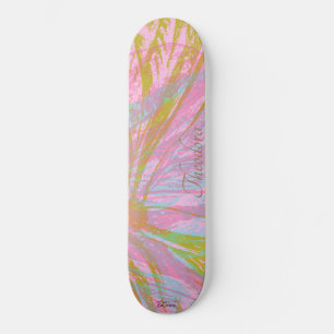 Skateboard Abstrait Papillon d'or violet rose Motif