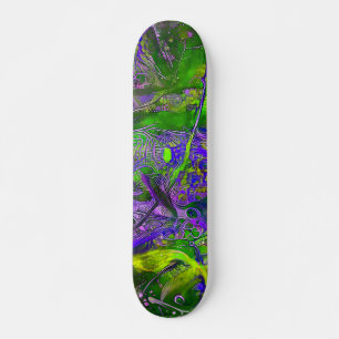 Skateboard Abstrait pourpre et vert