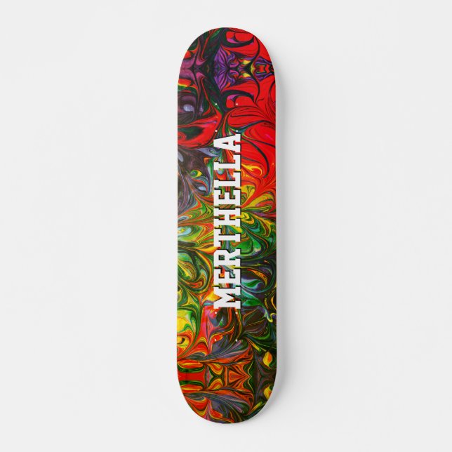 Skateboard Abstrait rouge coloré personnalisé (Devant)