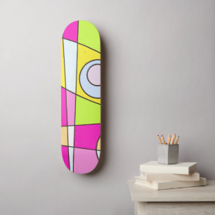 Skateboard Abstrait surf Bright Pink Green Bubblegum
