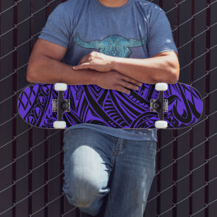 Skateboard Abstrait Tribal Noir Et Violet