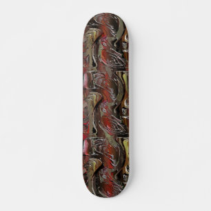 Skateboard Abstrato entalhado em mogno e vermelho escuro