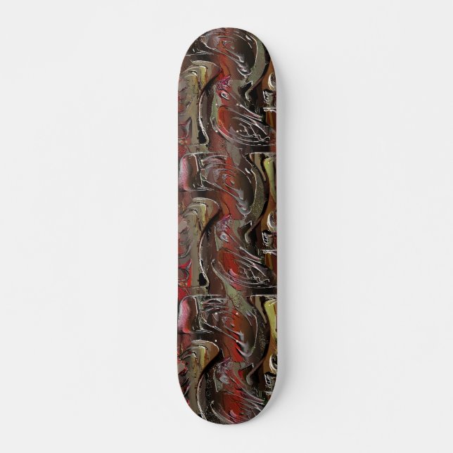 Skateboard Abstrato entalhado em mogno e vermelho escuro (Devant)