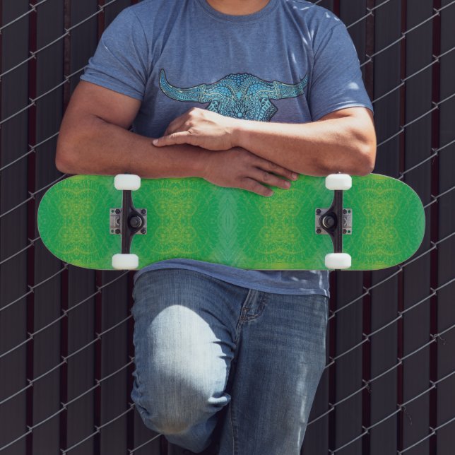 Skateboard Acceptation | Médaillons de saumons jaunes bleus (Extérieur 3)