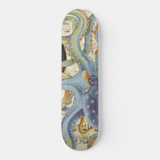 Skateboard Acier Bleu Octopus Musique Compass