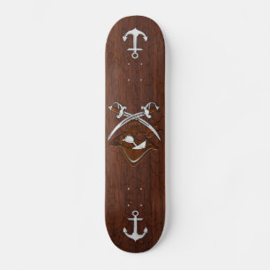 Skateboard Acier d'acajou nautique humide de crâne de pirate